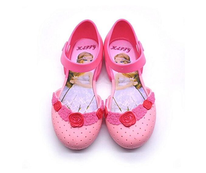 Fashion 2018 New Cute Princess Shoes Casual Sandals Girls Shoes Jelly Shoes Flower Kid Shoes-Pink