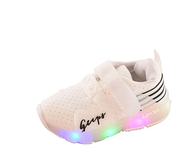 Neworldline Autumn Toddler Sport Running Baby Shoes Boys Girls LED Luminous Shoes Sneakers? – White