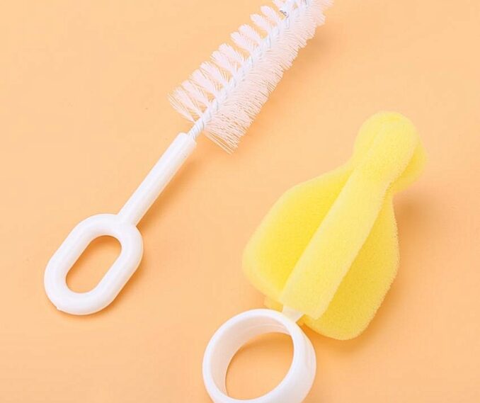 Generic 6Pcs Baby Bottle Nipple Brush Suit Set Flexible Rotating Sponge Head Cleaning Kit Pink