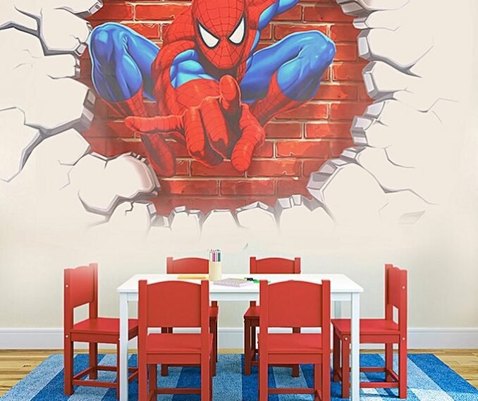 Generic Kids Room Decor Wall Sticker 3D Spider Man Boy Gift Wall Decals Nursery Mural
