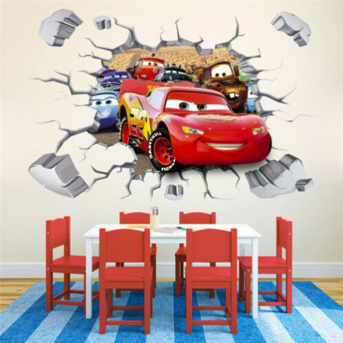 Cars Lightning McQueen 3D Wall Stickers Kids Room Decor Nursery Decals Boy Gift